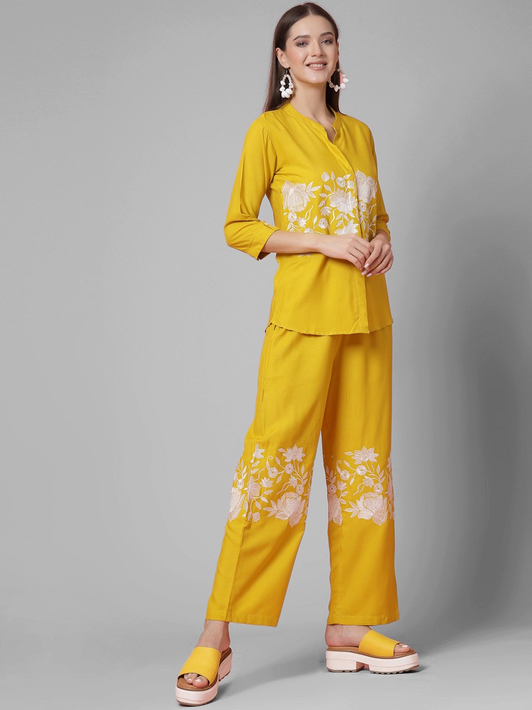 

KALINI Embroidered Top With Trousers Co-Ords, Yellow