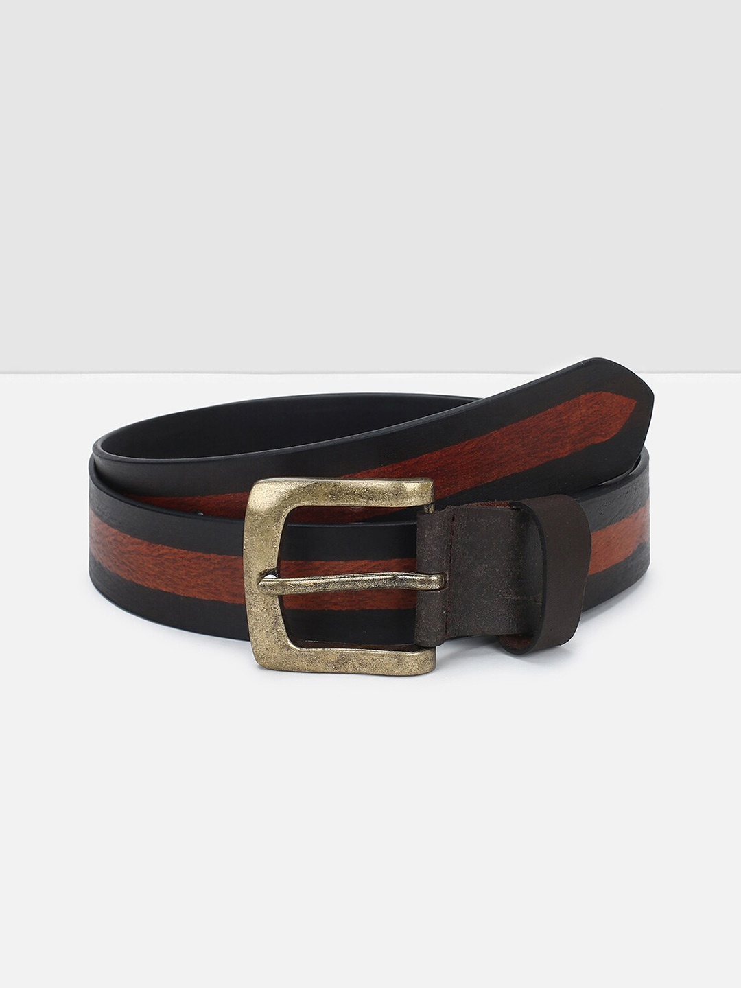 

max Men Printed Leather Belt, Brown