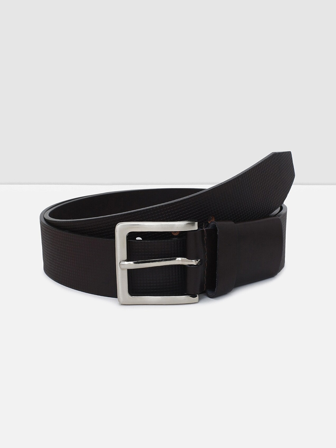 

max Men Textured Leather Belt, Brown