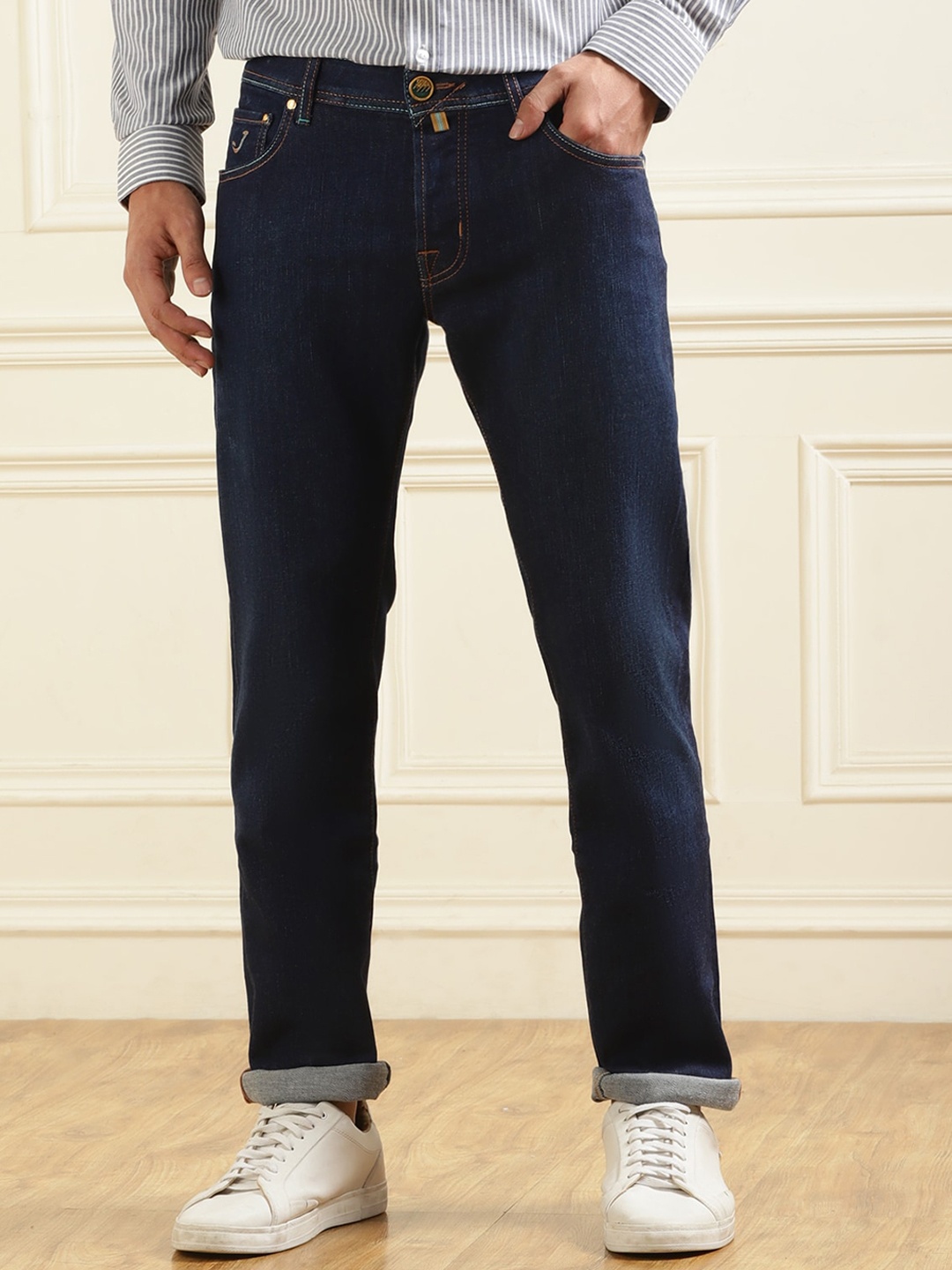 

Jacob Cohen Men Slim Fit Clean Look Mid-Rise Cotton Jeans, Blue