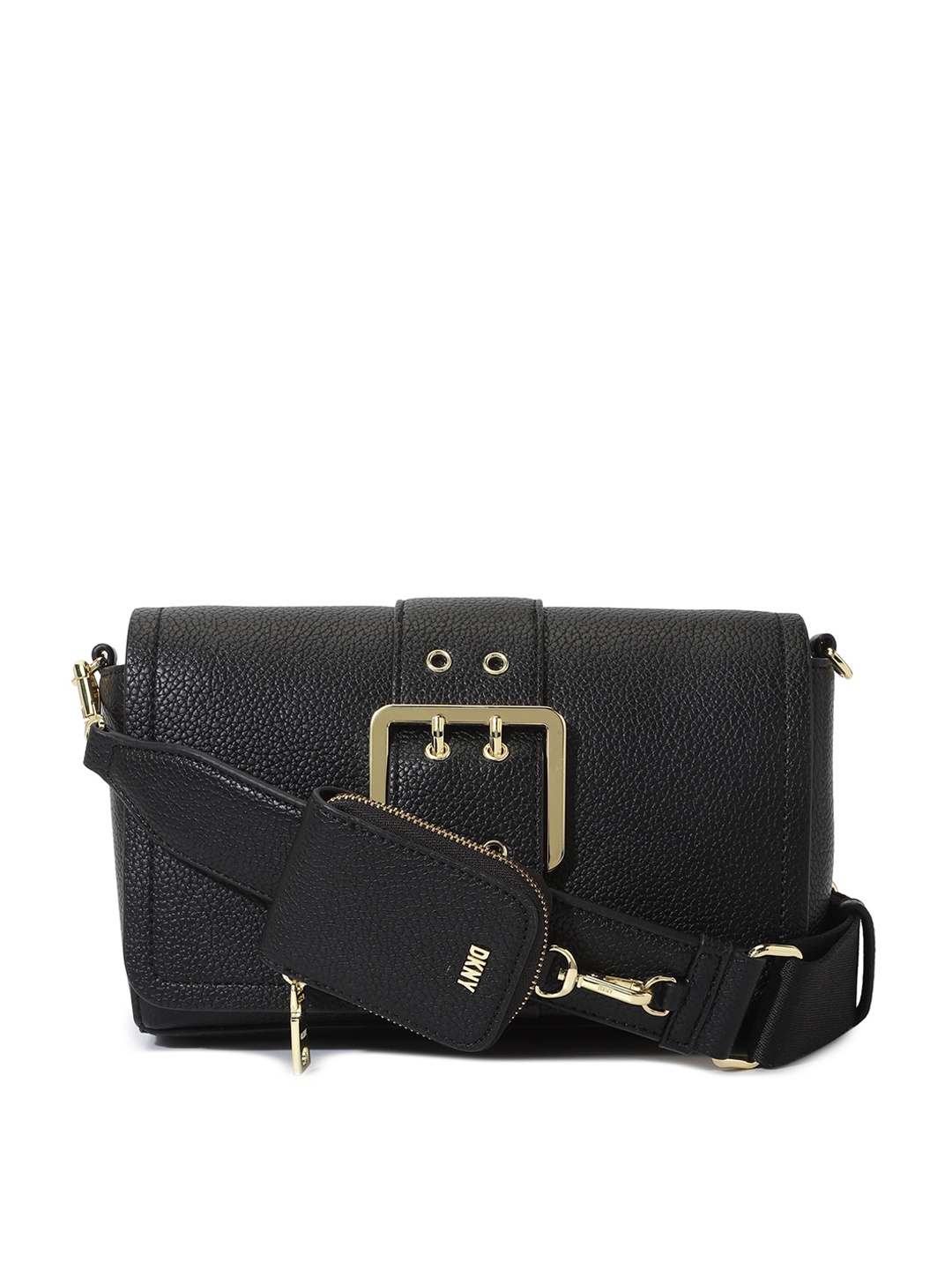 

DKNY Textured Leather Structured Sling Bag, Black