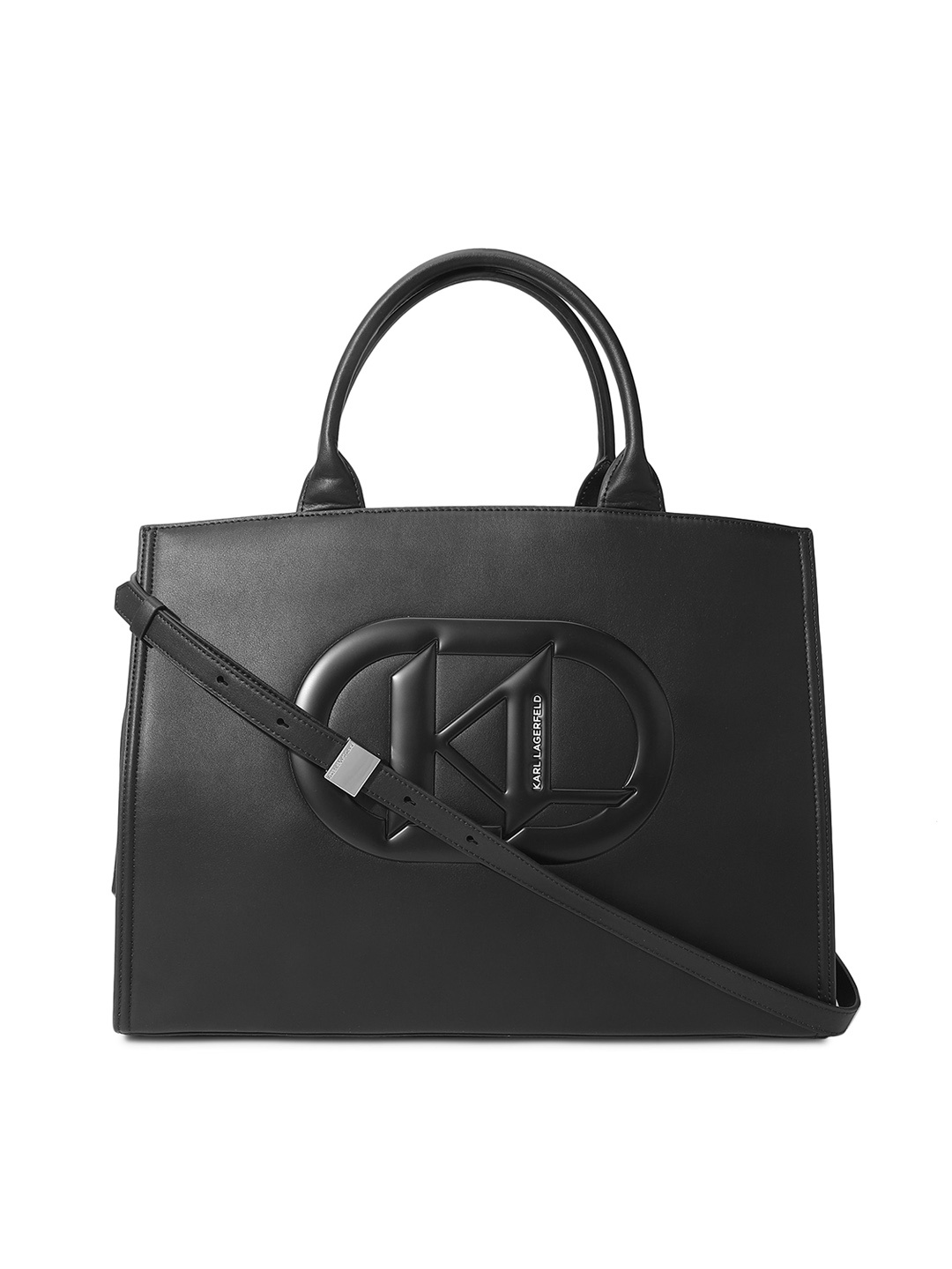

Karl Lagerfeld Leather Structured Handheld Bag, Black