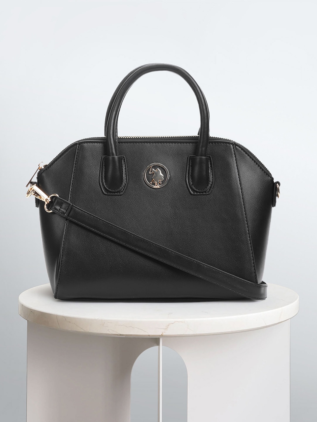 

U.S. Polo Assn. Women PU Structured Handheld Bag, Black