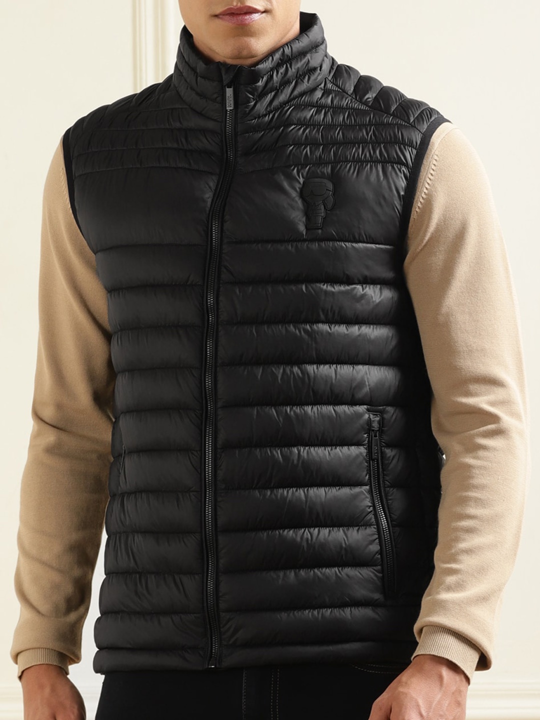 

Karl Lagerfeld Mock Collar Puffer Jacket, Black