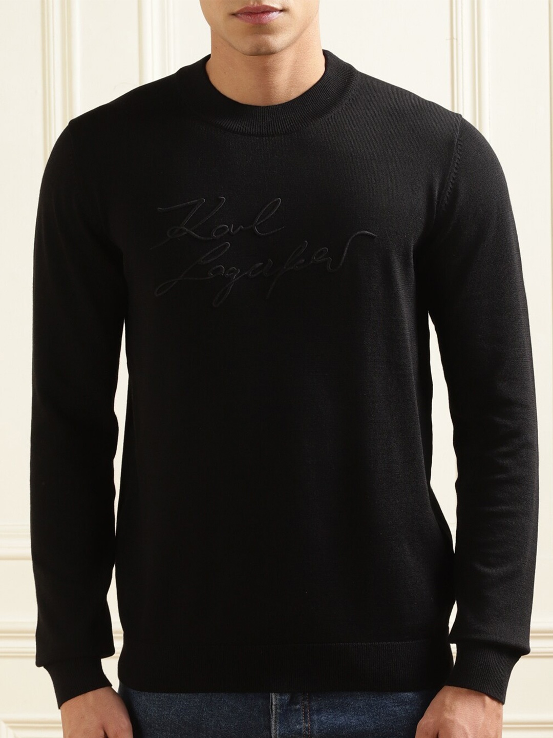 

Karl Lagerfeld Embroidered Pullover Sweatshirt, Black