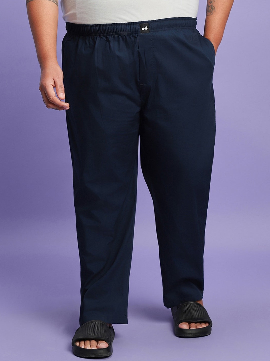 

Bewakoof Plus Plus Size Printed Cotton Lounge Pants, Blue