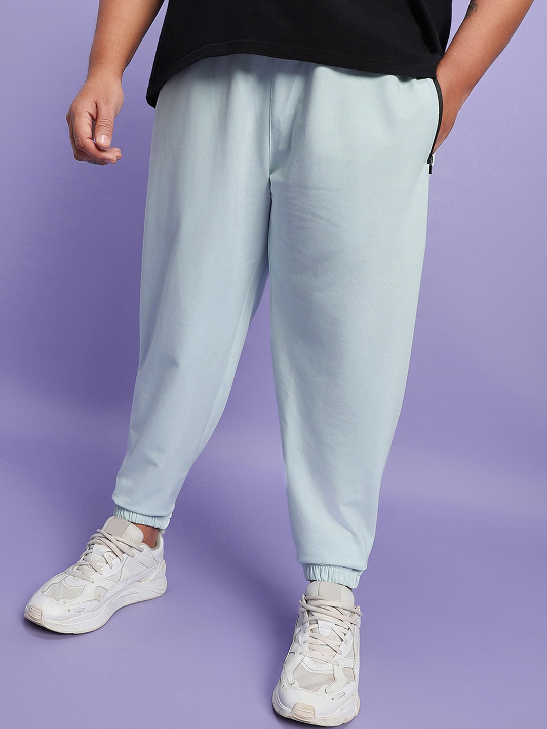 

Bewakoof Plus Men Relaxed Fit Oversized Plus Size Joggers, Blue