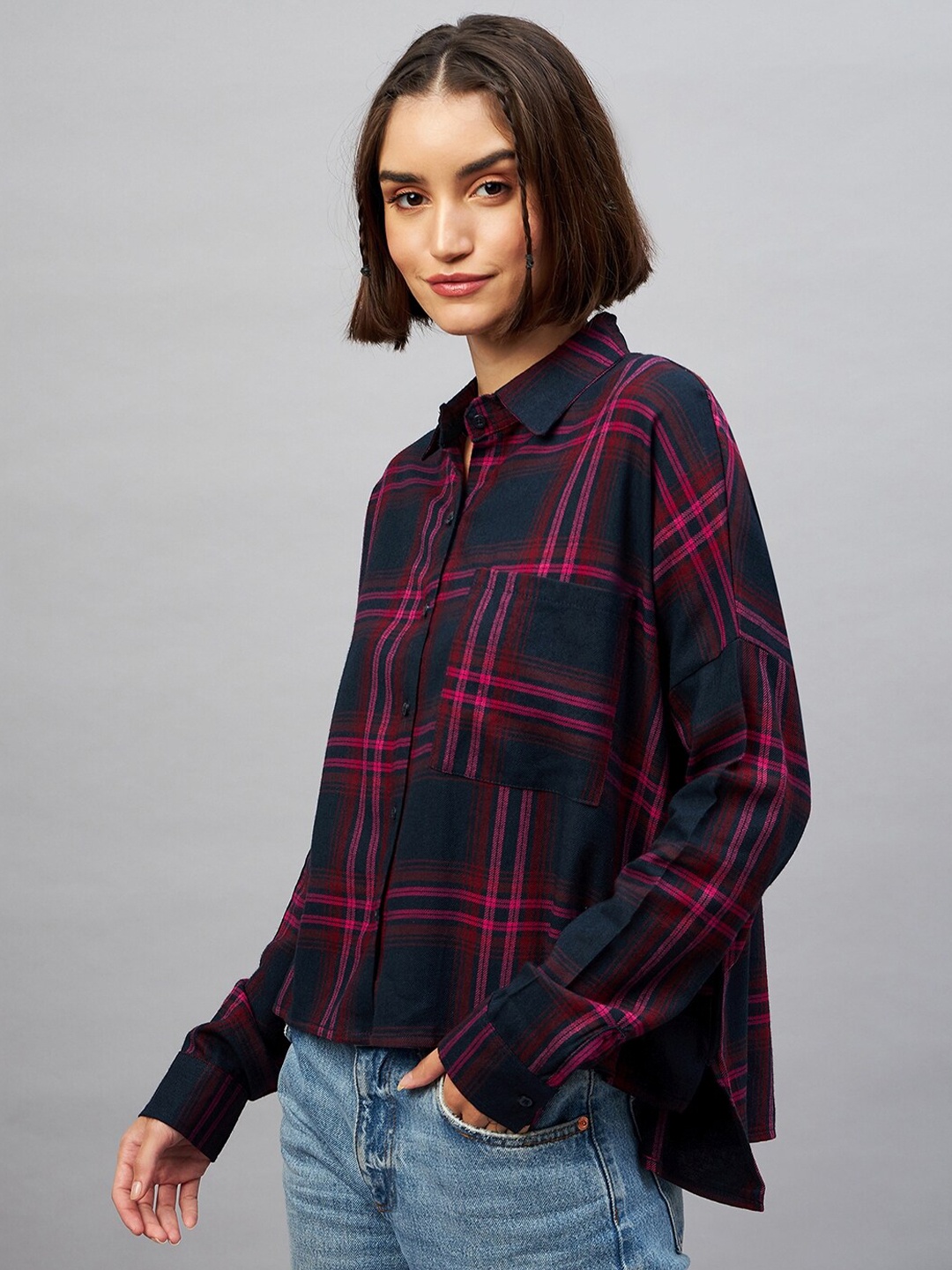 

CHIMPAAANZEE Tartan Checked Casual Shirt, Navy blue