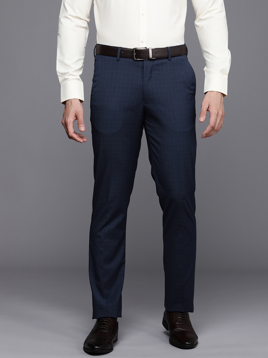 

Louis Philippe Men Slim Fit Formal Trousers, Navy blue