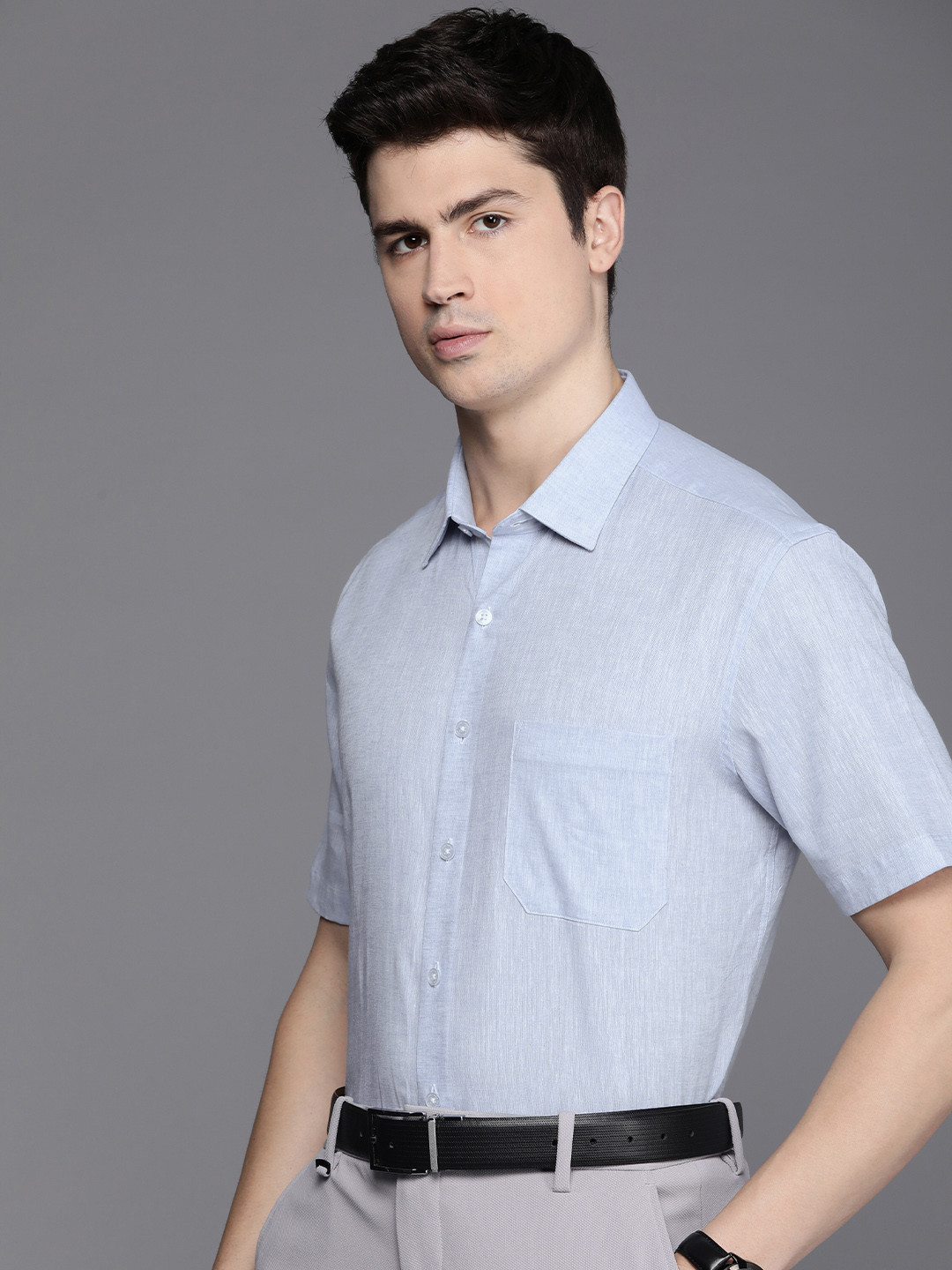 

Louis Philippe Cotton Linen Slim Fit Formal Shirt, Blue