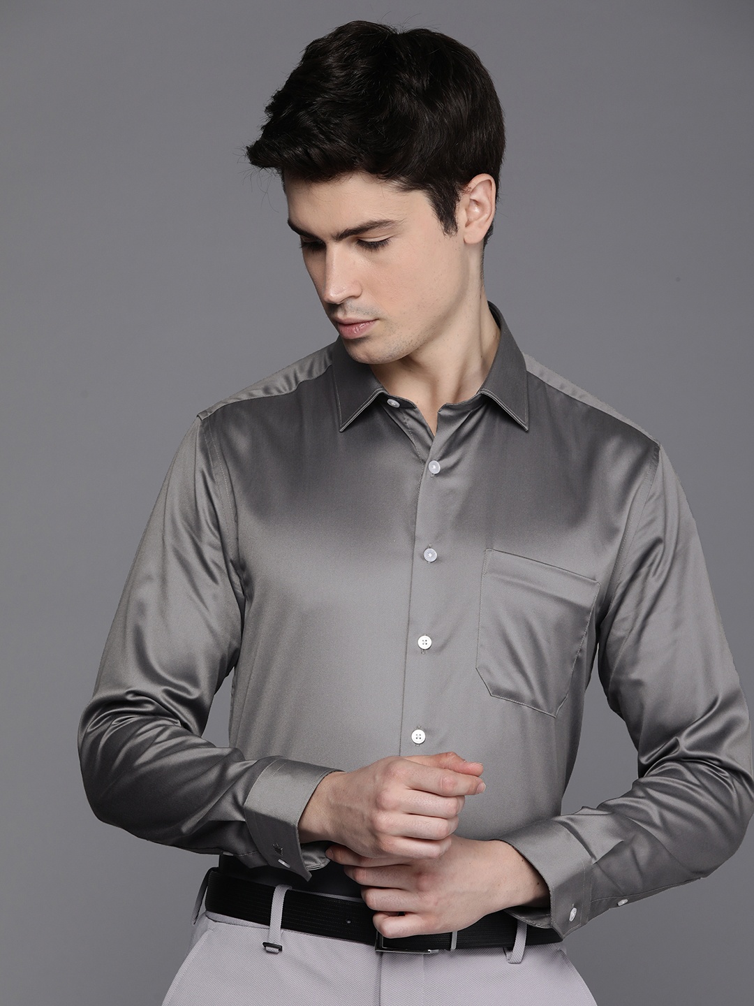 

Louis Philippe Satin Finish Slim Fit Formal Shirt, Grey