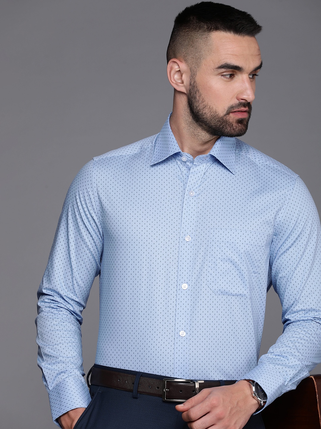 

Louis Philippe Men Classic Opaque Formal Shirt, Blue