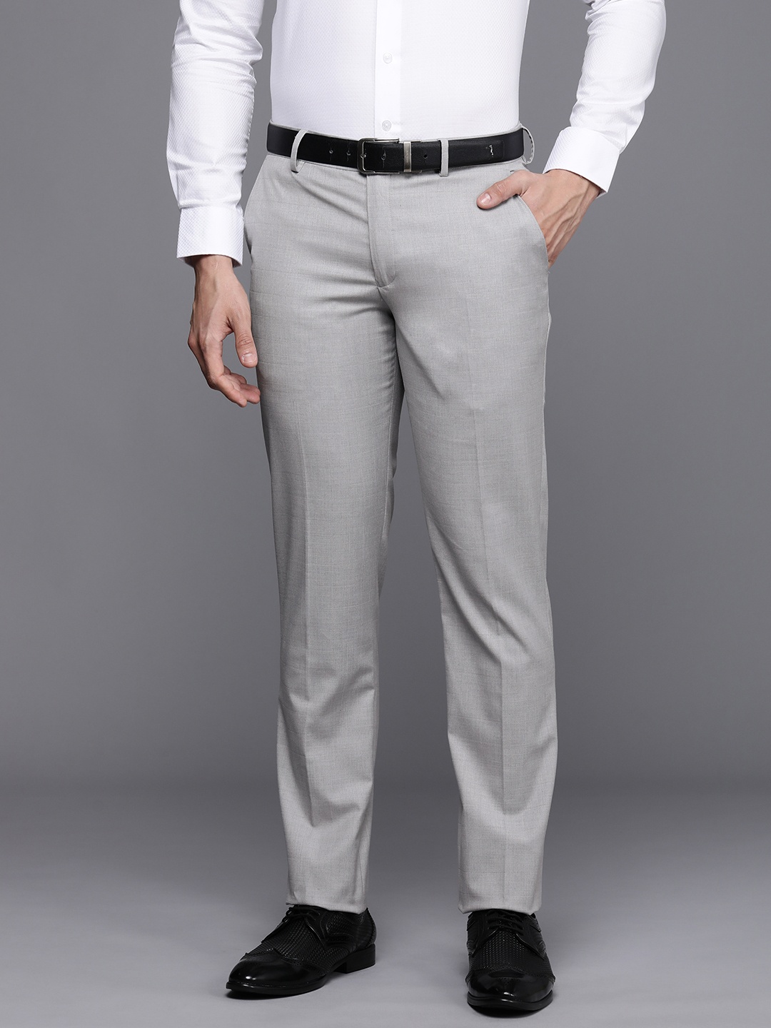 

Louis Philippe Men Slim Fit Formal Trousers, Grey