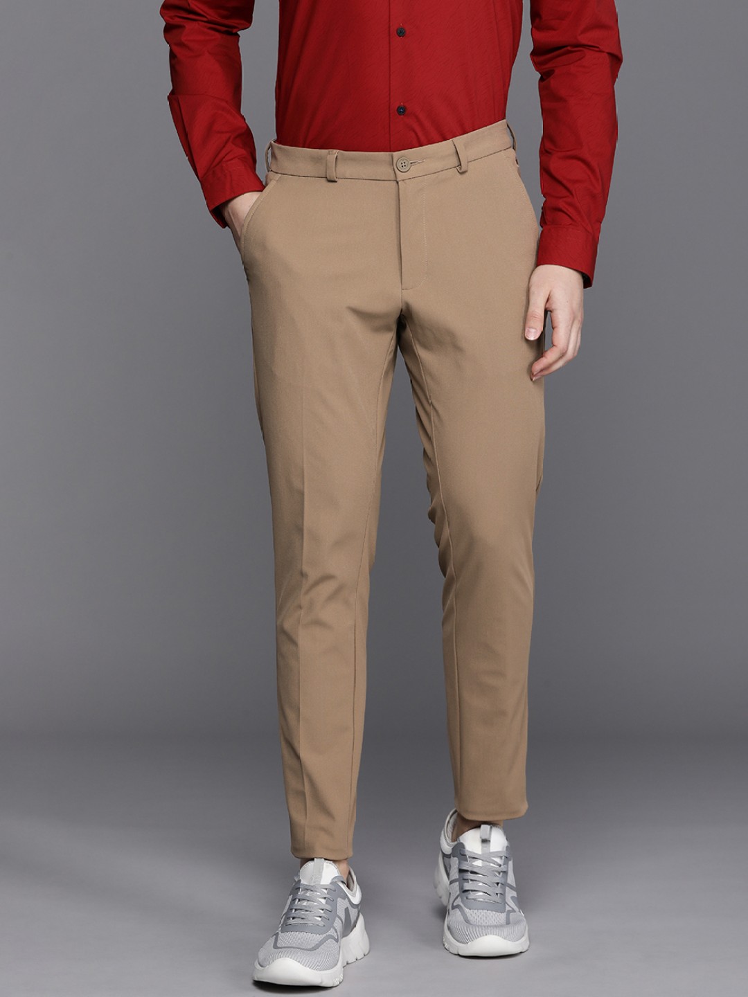 

Louis Philippe Ath.Work Men Mid-Rise Tapered Fit Chinos, Khaki