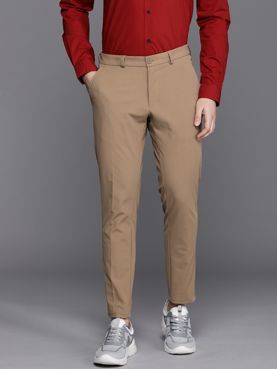 

Louis Philippe Ath.Work Men Mid-Rise Tapered Fit Chinos, Khaki
