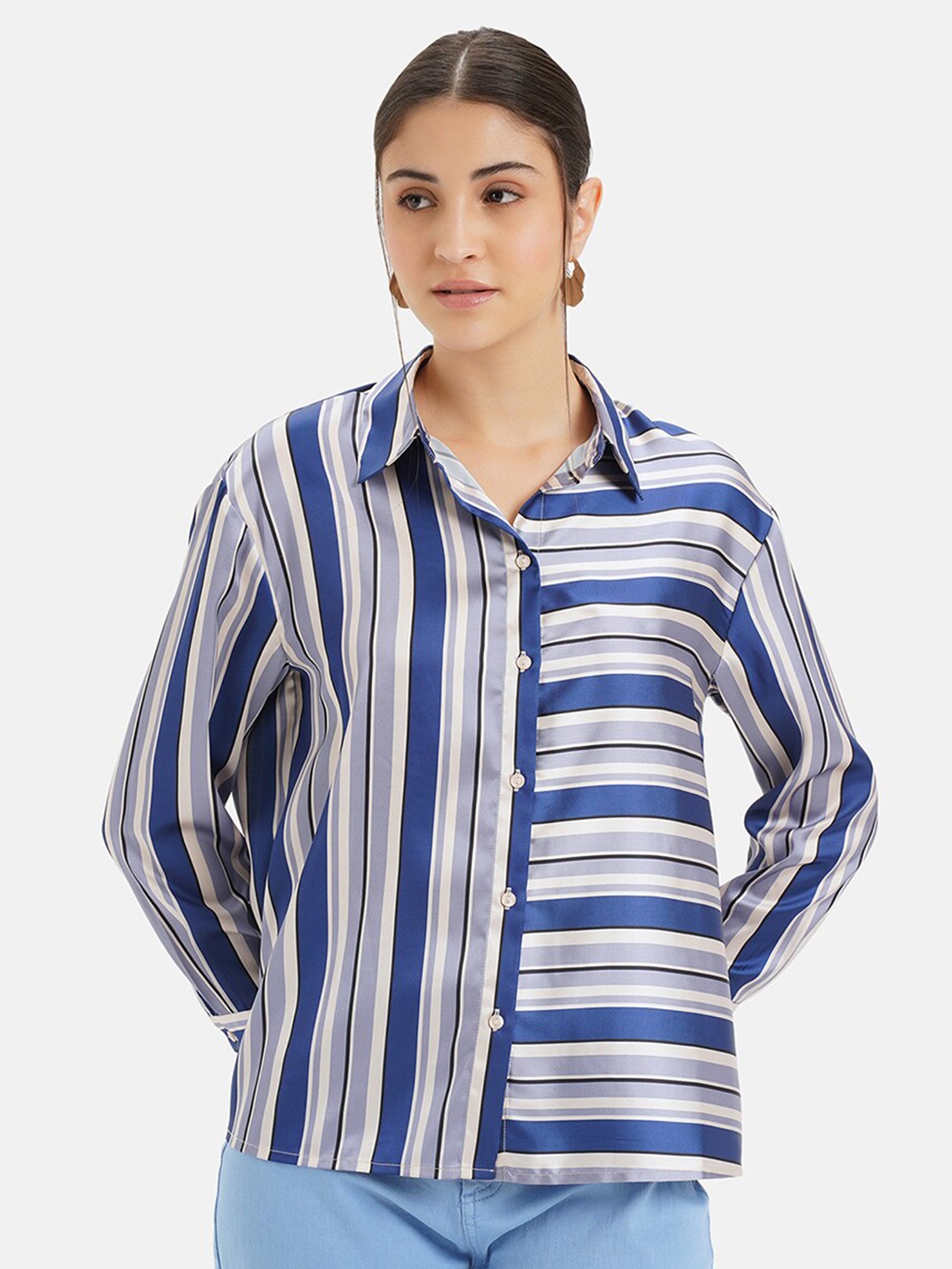 

Kazo Relaxed Striped Casual Shirt, Blue