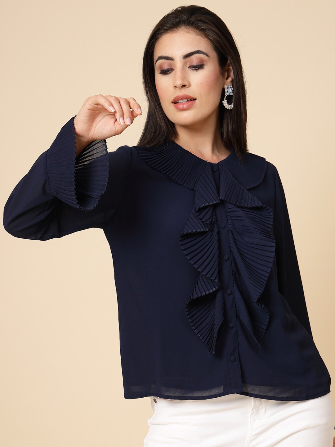 

Gipsy Bell Sleeves Top, Navy blue