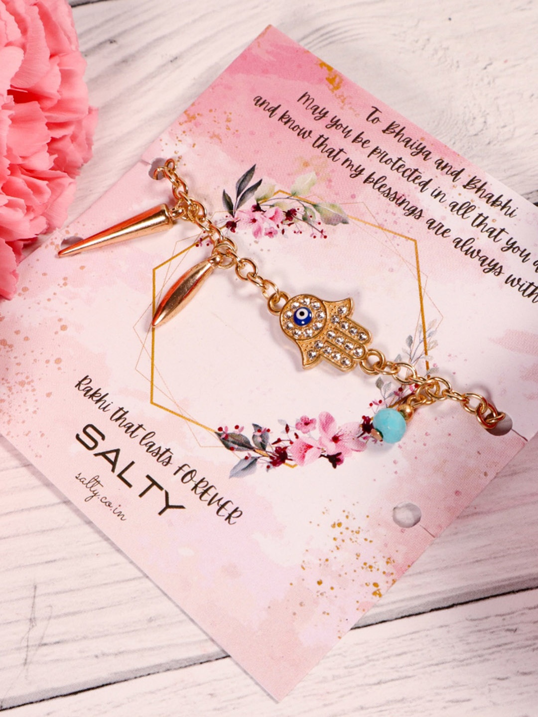 

SALTY Evil Eye Hamsa Rakhi, Gold