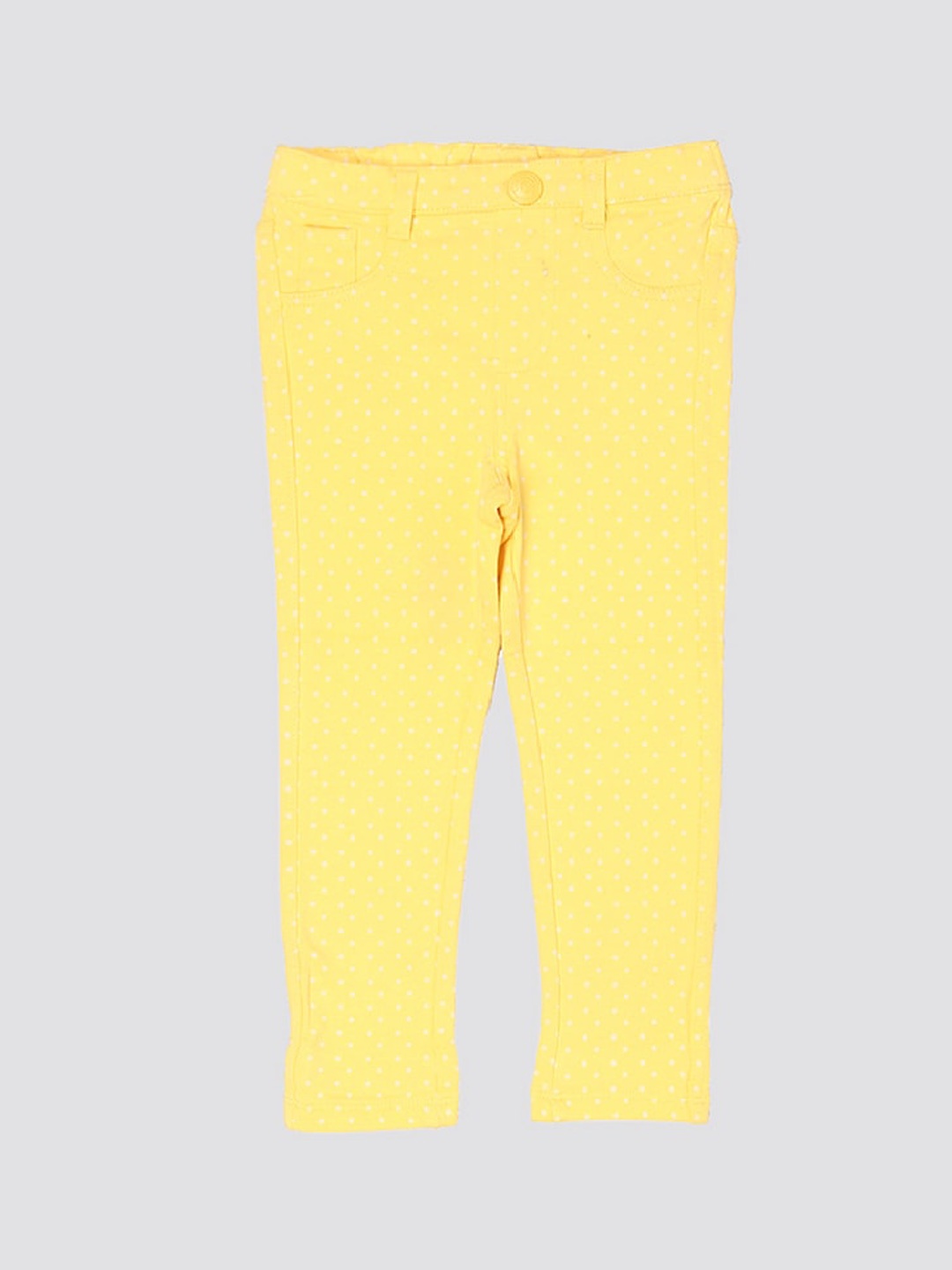 

mothercare Girls Mid-Rise Polka Dots Printed Casual Trousers, Yellow