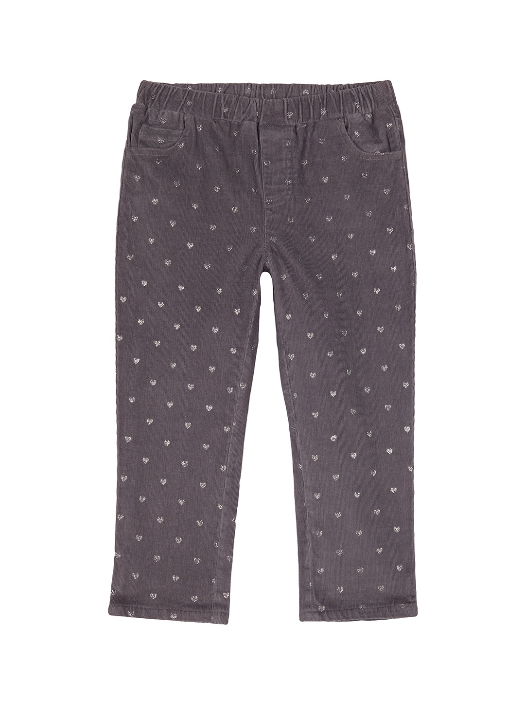

mothercare Girls Polka Dot Printed Pure Cotton Trousers, Grey