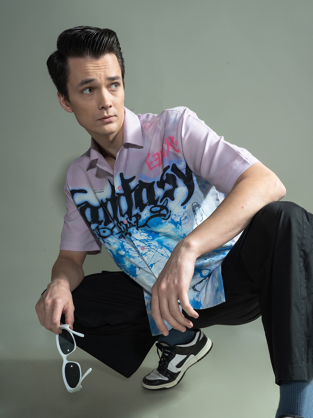 

UNRL Printed Casual Shirt, Mauve
