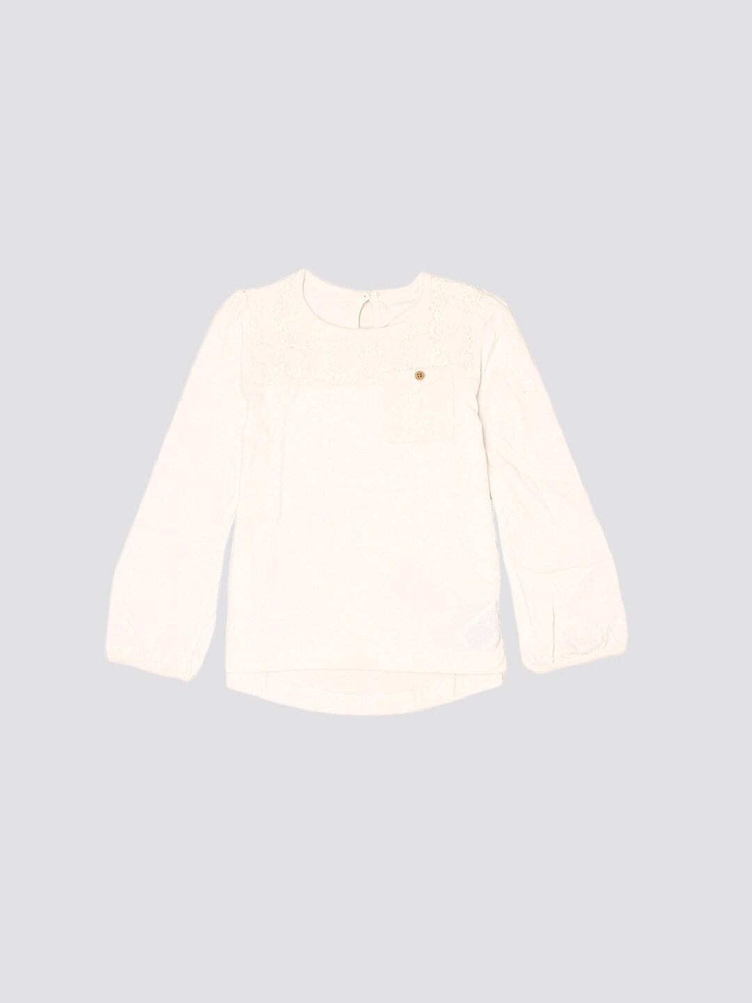 

mothercare Girls Round Neck Cotton Top, Off white