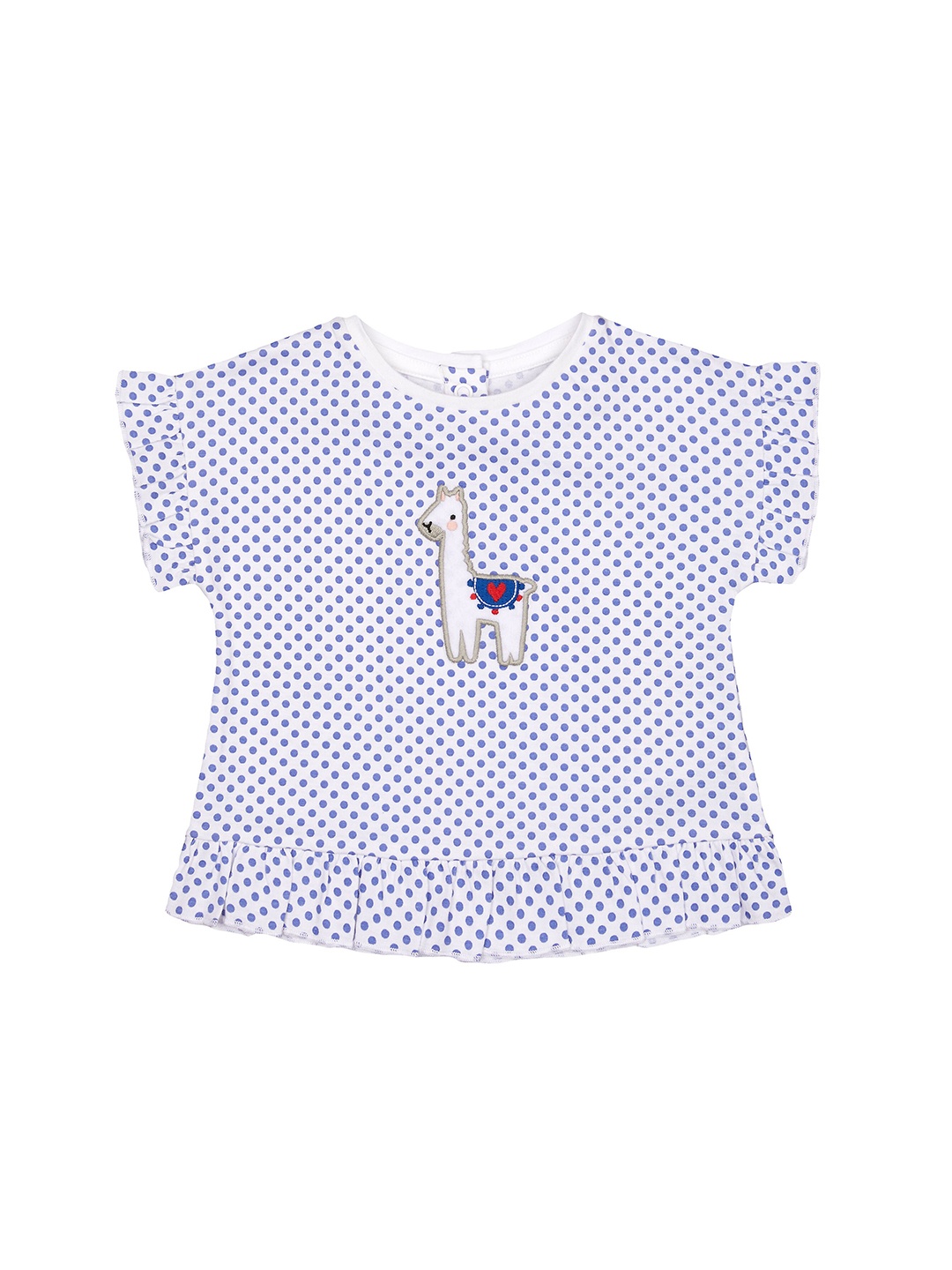 

mothercare Girls Polka Dot Print Pure Cotton Top, Blue
