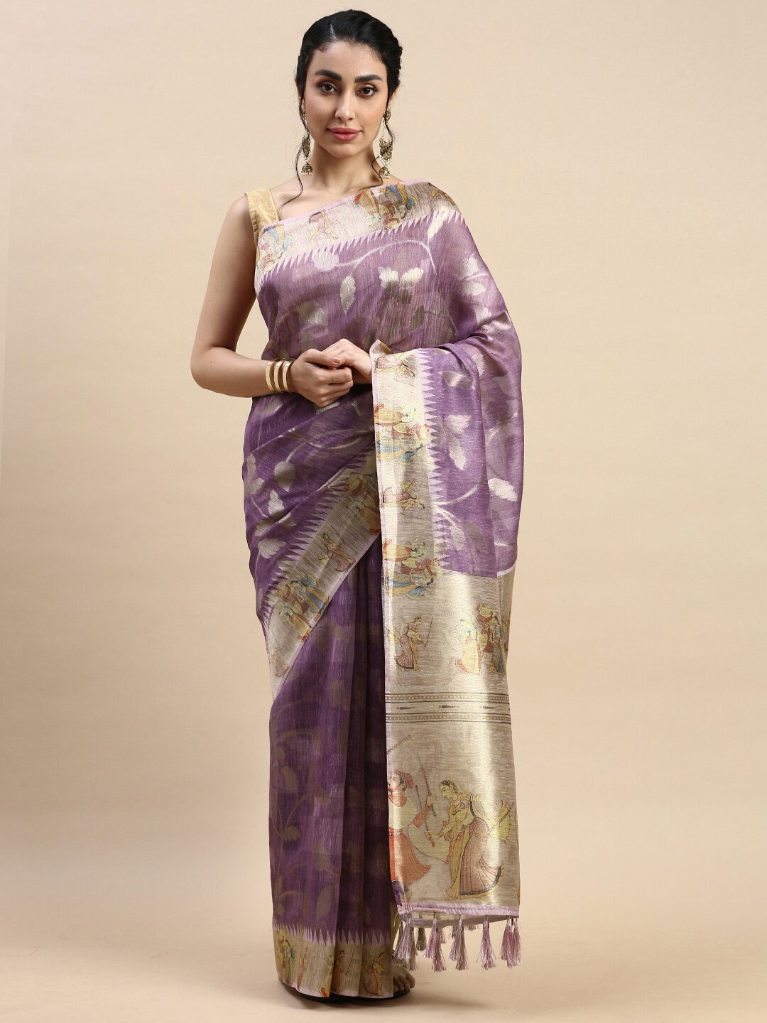 

Rishika Floral Woven Design Saree, Purple