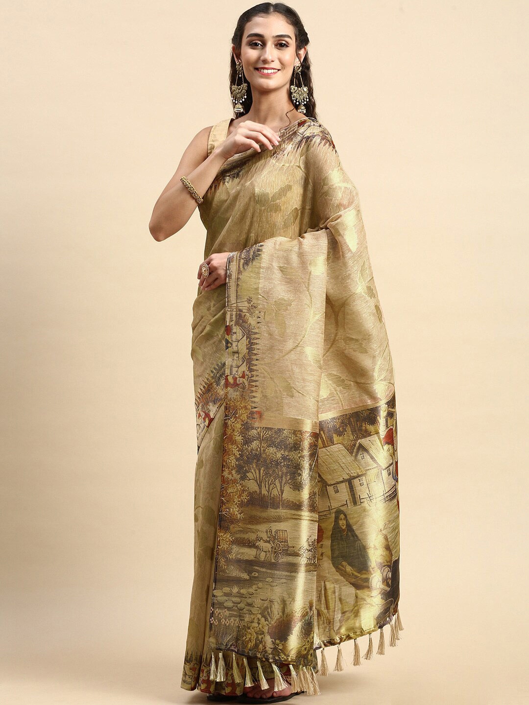 

Rishika Floral Woven Design Saree, Beige