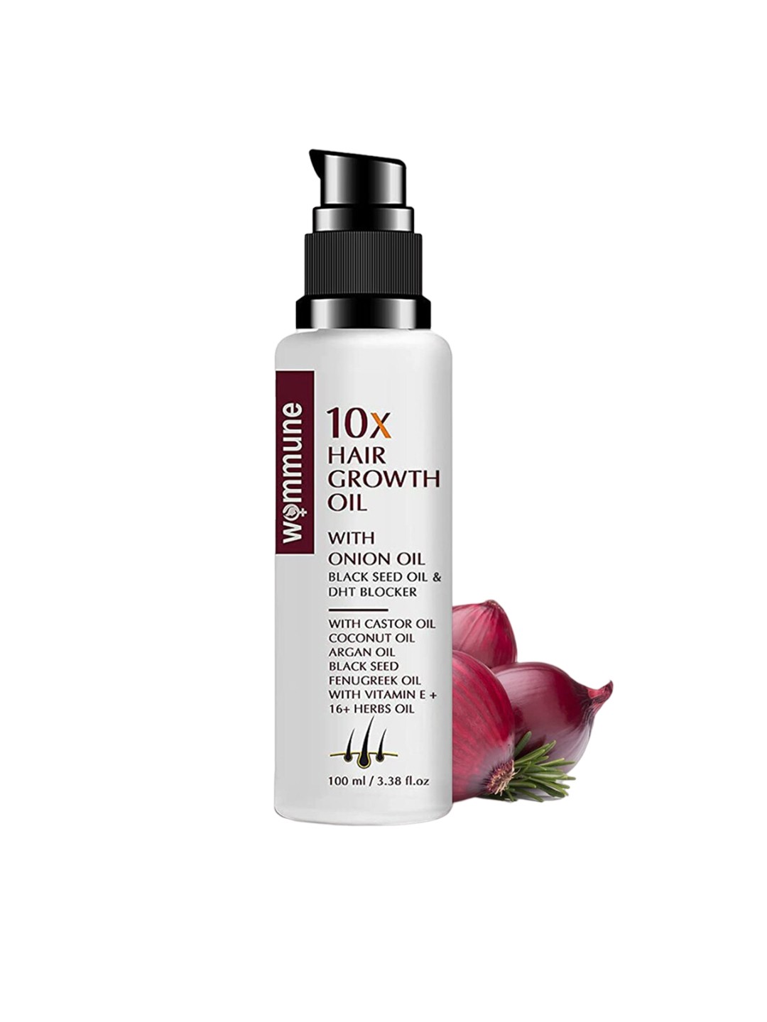 

WOMMUNE 10X Hair Growth Oil With Onion Oil 100 ml, Red
