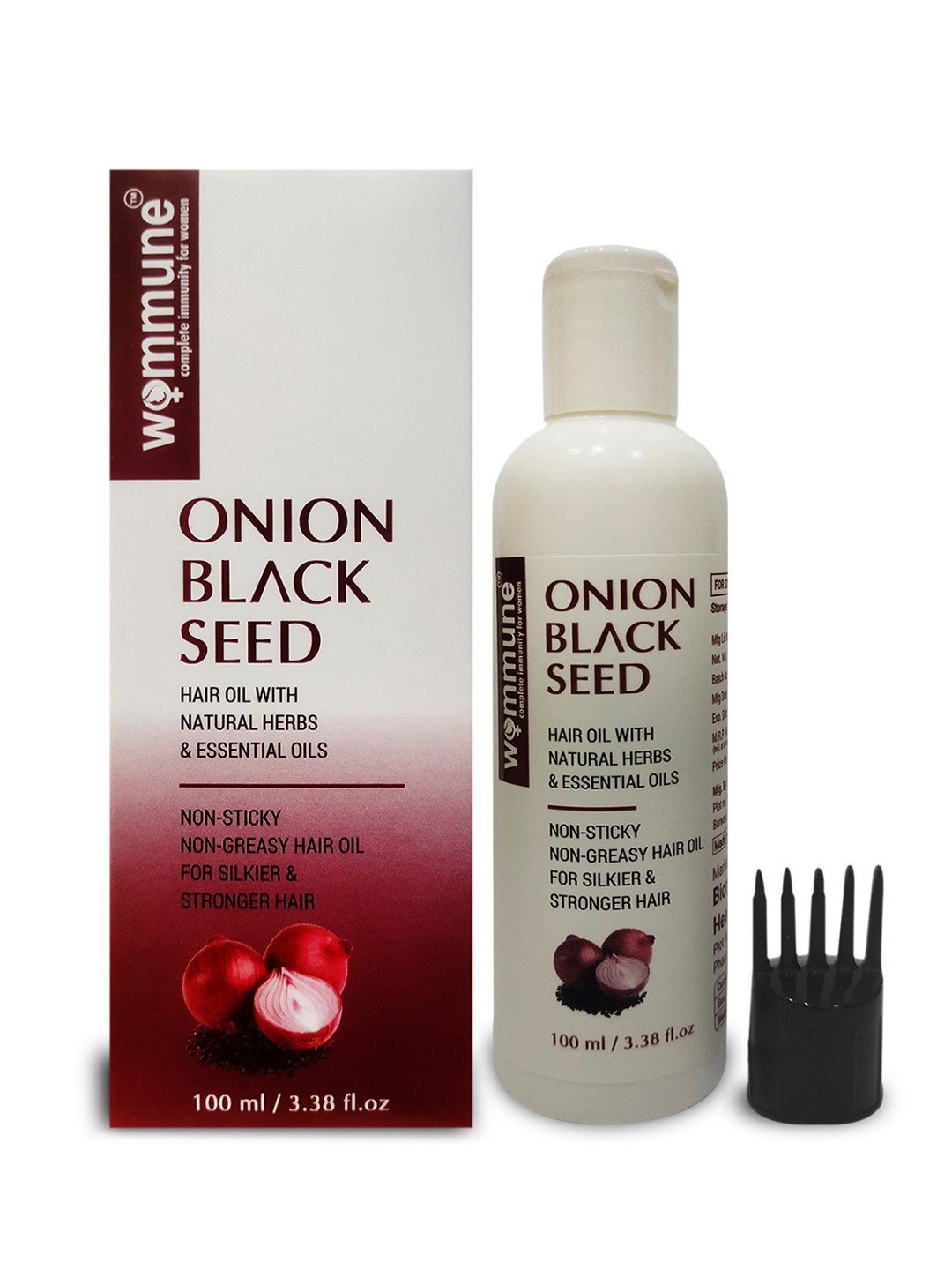 

WOMMUNE Onion Black Seed Hair Oil for Hair Growth - 100 ml, White