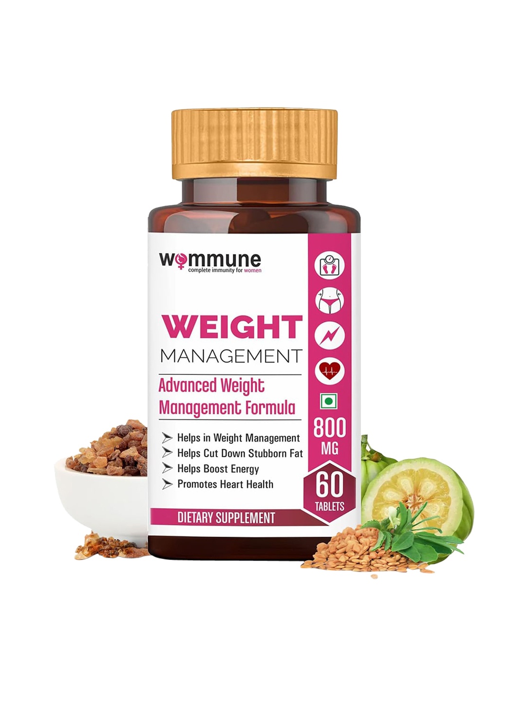 

WOMMUNE Pack of 60 Weight Managemet Dietary Supplement Tablets, White