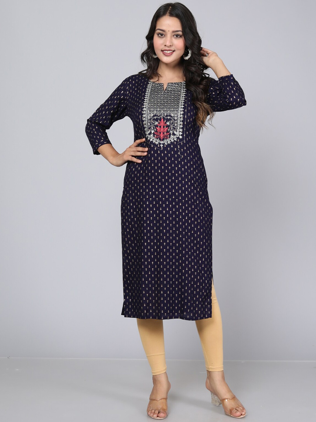 

KALINI Sequinned Embellished Straight Kurta, Blue