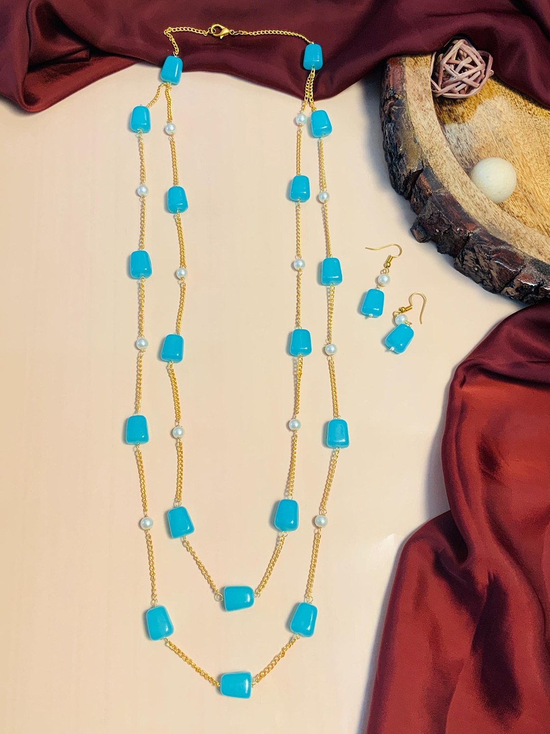 

ABDESIGNS Gold Plated Artificial Stones and Beads Jewellery Set