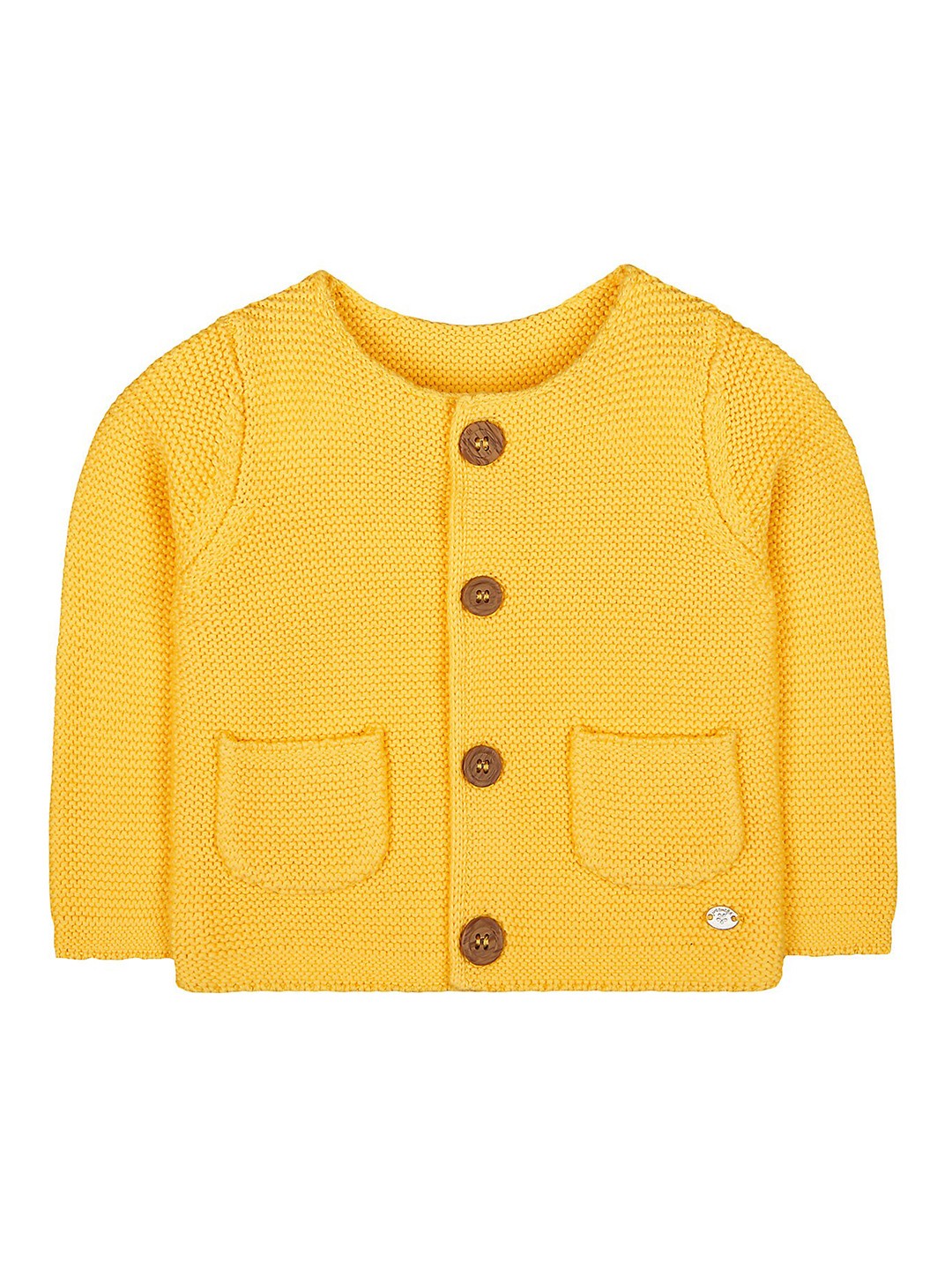 

mothercare Girls Cable Knit Self Design Cotton Cardigan, Yellow
