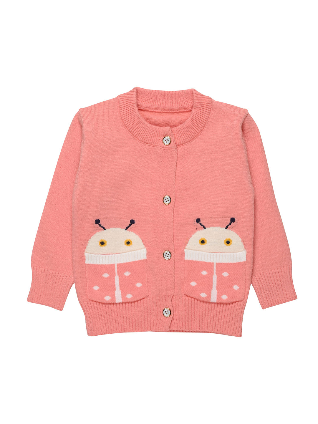 

mothercare Girls Cable Knit Self Design Cotton Cardigan, Pink
