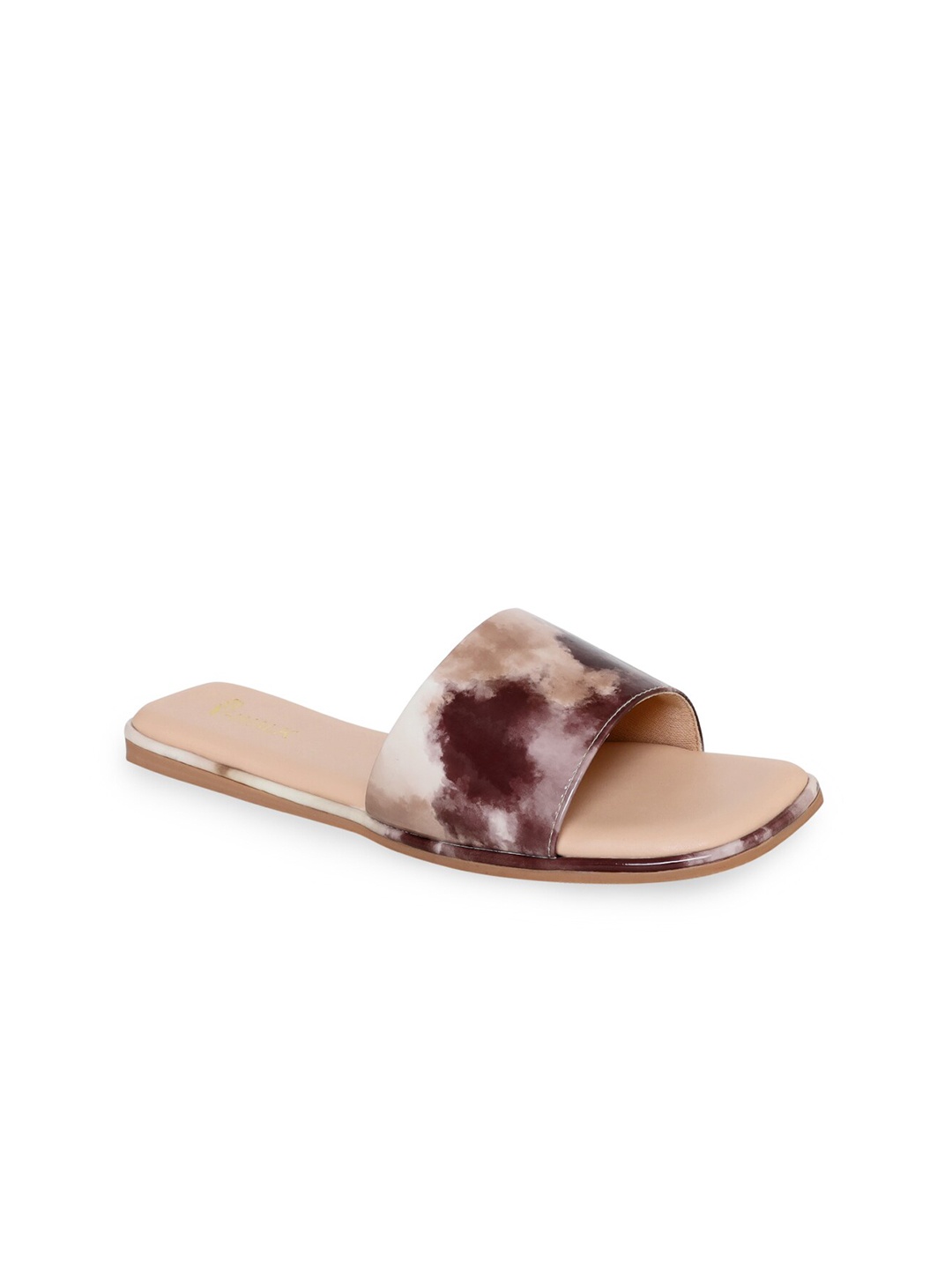 

V-WALK Printed Open Toe Flats, Beige