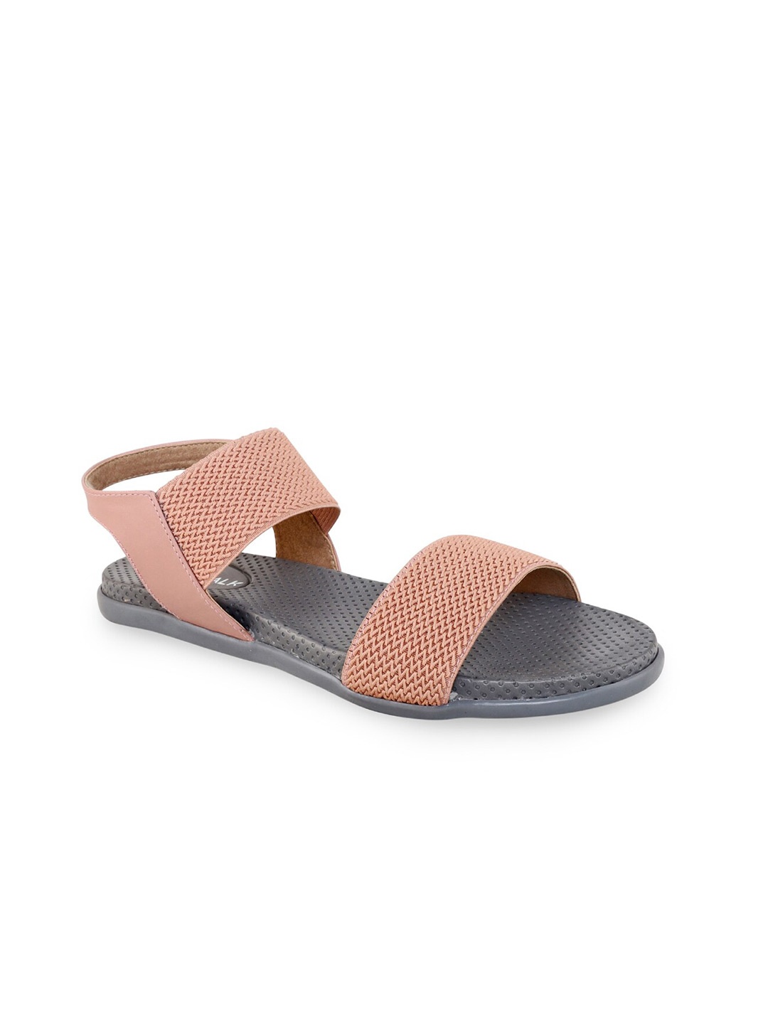 

V-WALK Textured Open Toe Flats With Backstrap, Peach