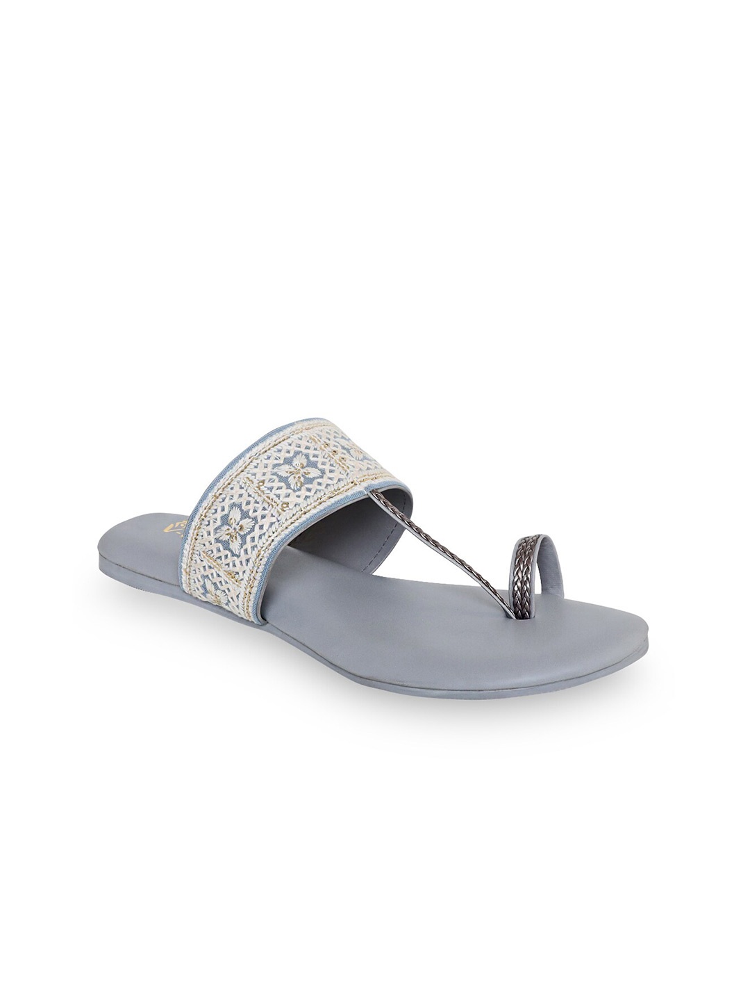 

V-WALK Ethnic Embellished One Toe Flats, Grey