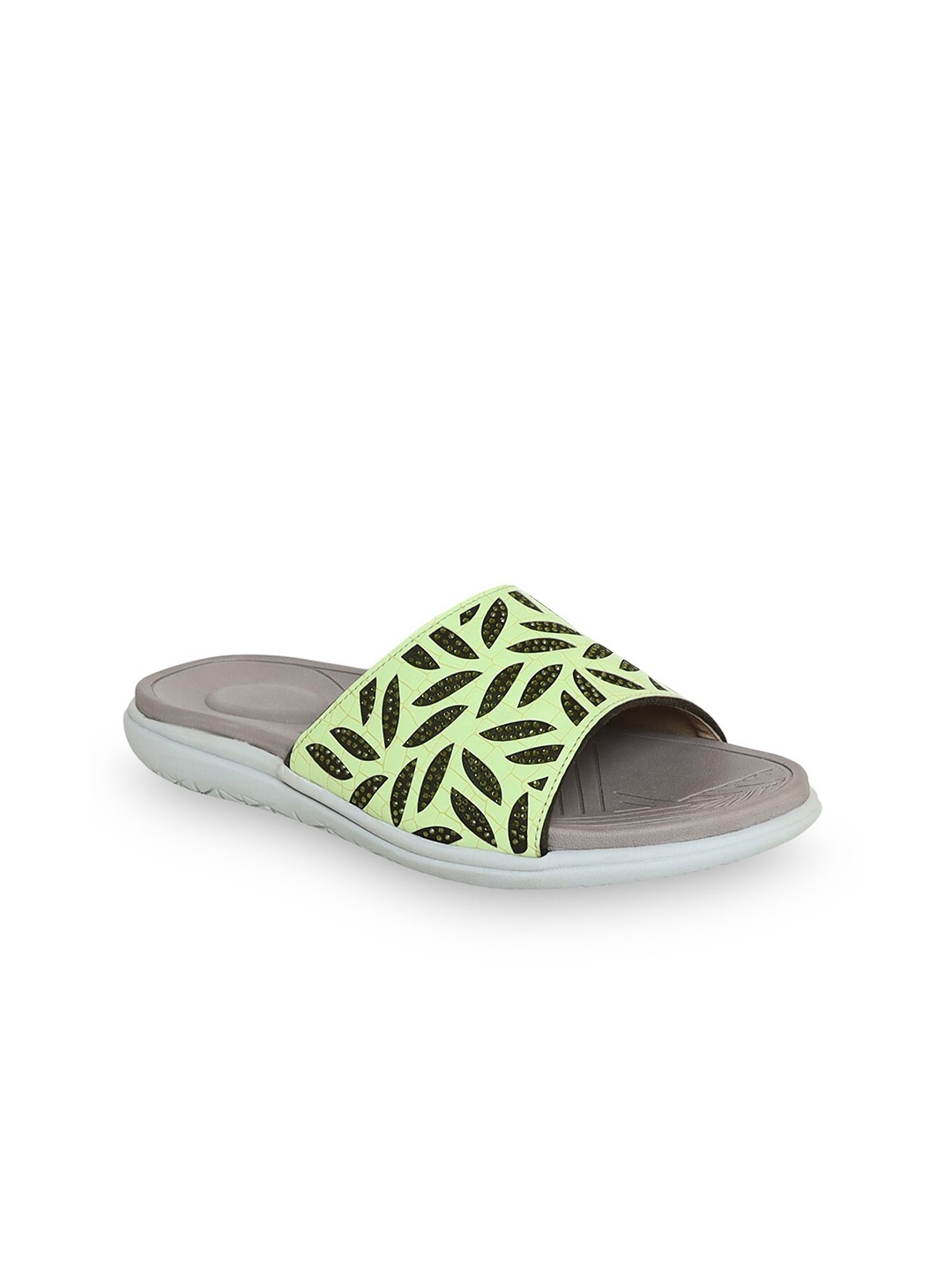 

V-WALK Embellished Open Toe Flats, Green
