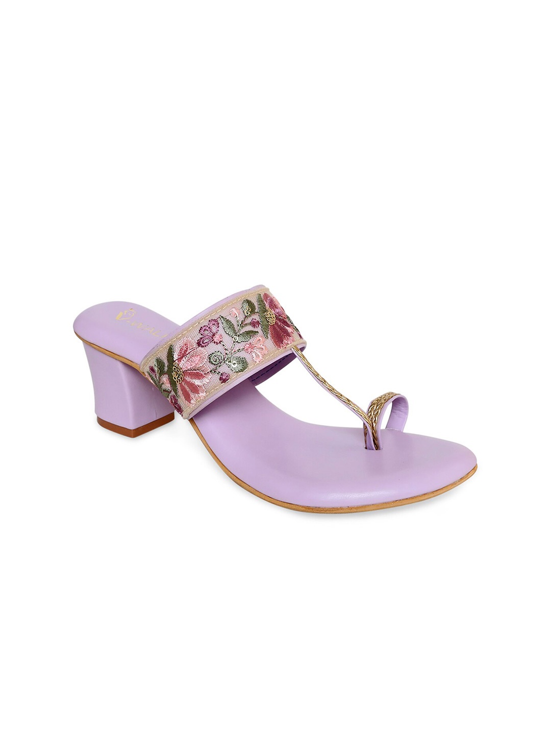 

V-WALK Ethnic Embellished Block Heels, Lavender