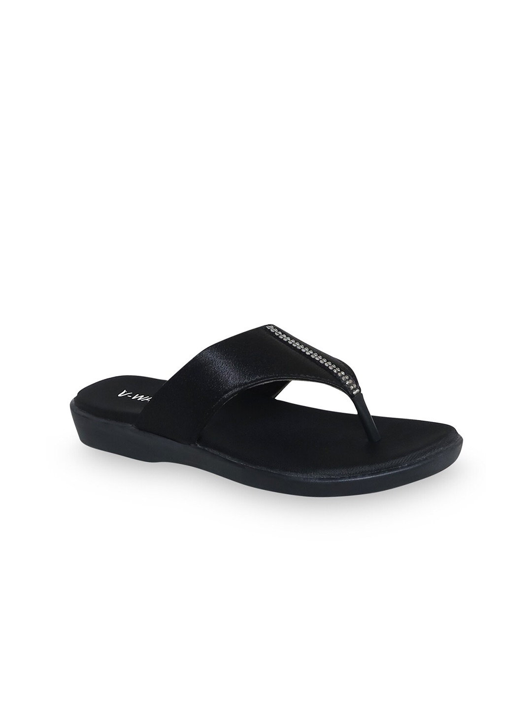 

V-WALK Embellished Open Toe Flats, Black