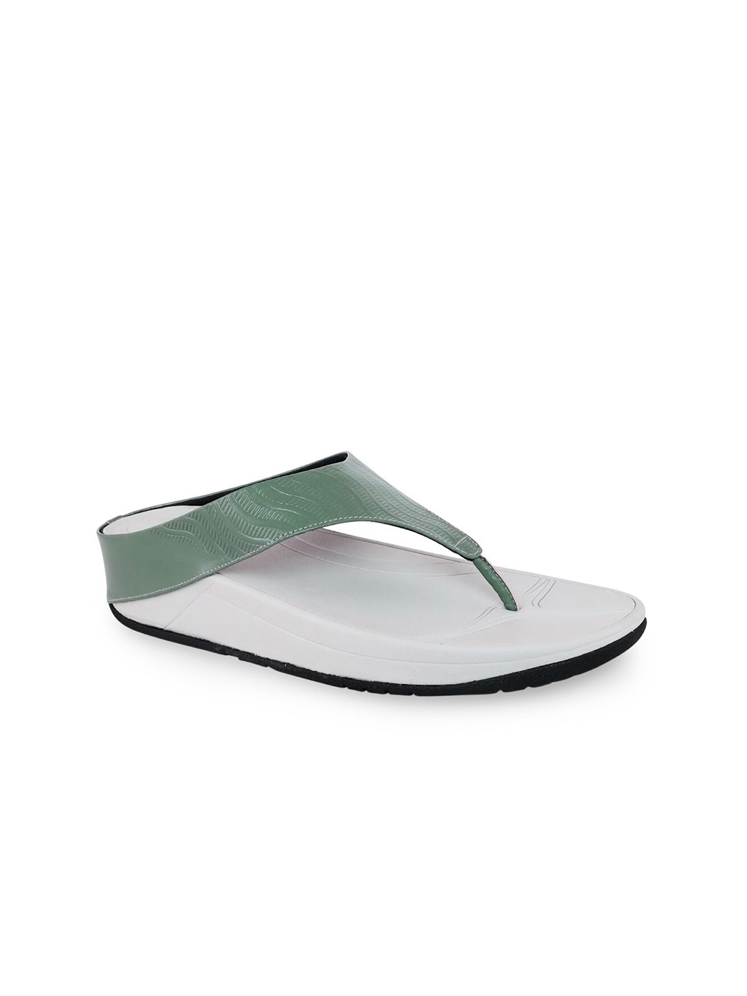 

V-WALK Textured Open Toe Flats, Green