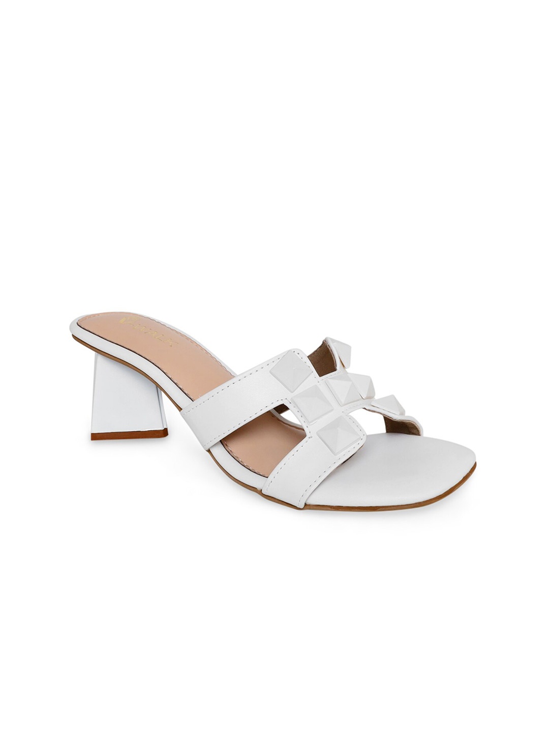 

V-WALK Studded Open Toe Block Heels, White