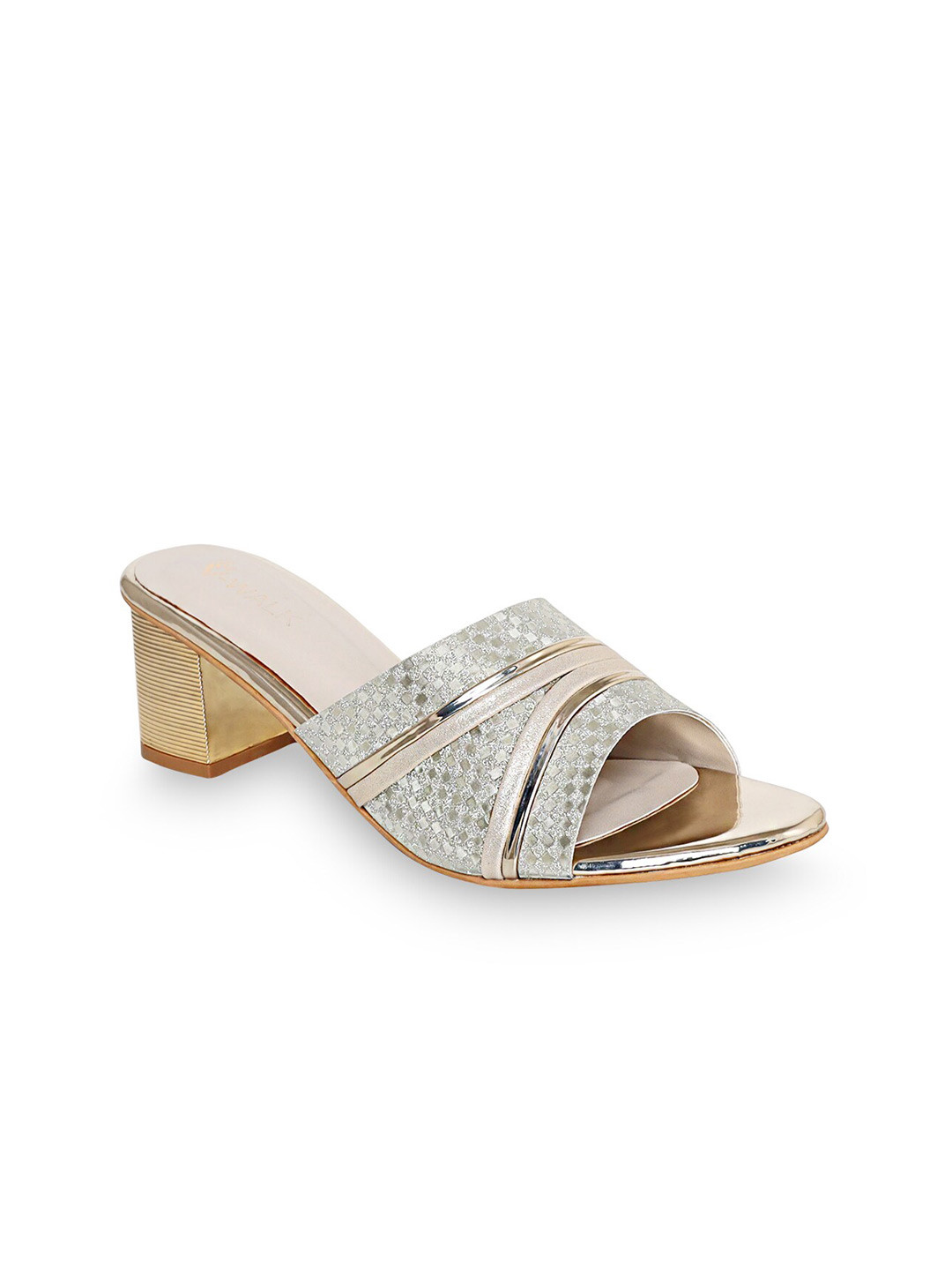 

V-WALK Textured Party Block Sandals, Gold