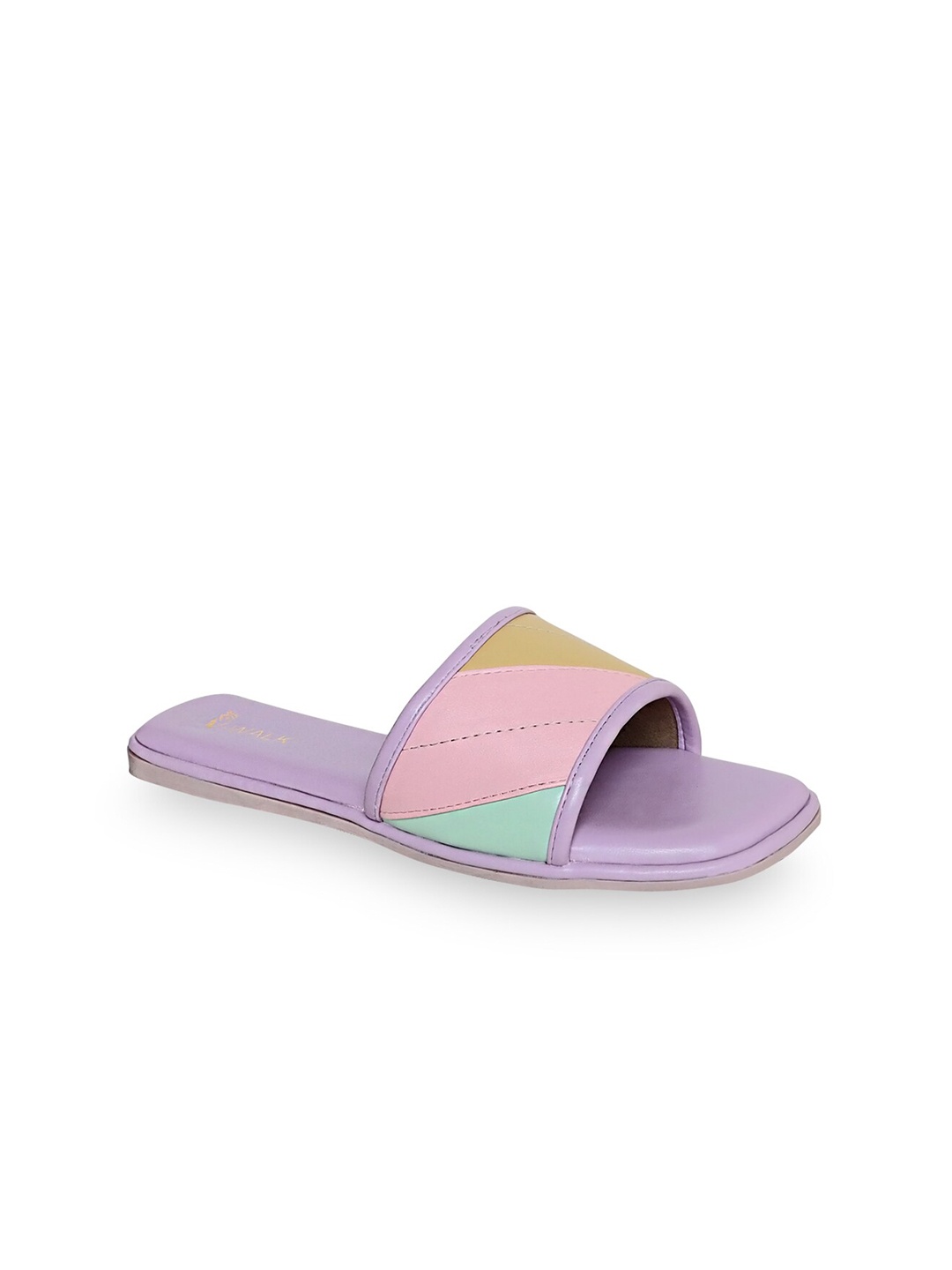 

V-WALK Colourblocked Open Toe Flats, Purple