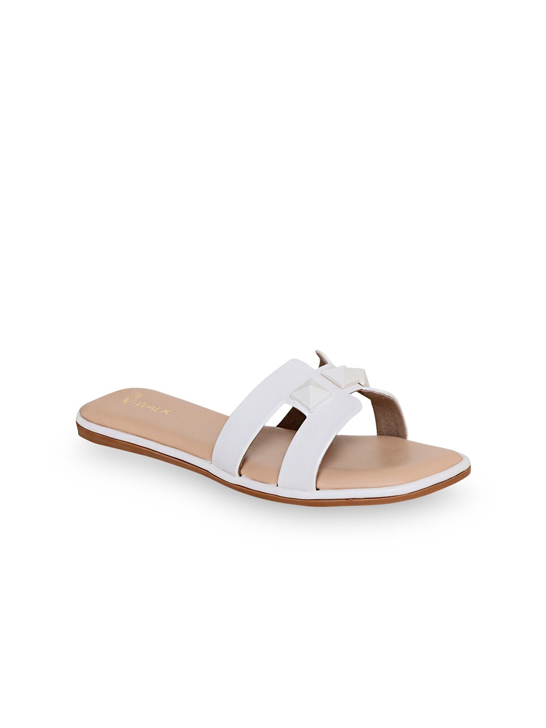 

V-WALK Studded Open Toe Flats, White