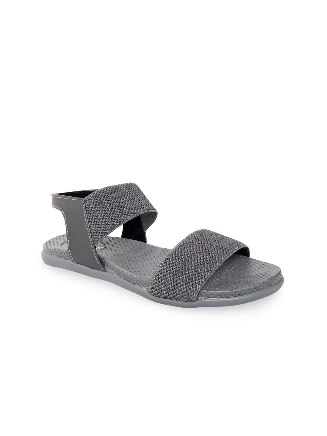 

V-WALK Textured Open Toe Flats, Grey