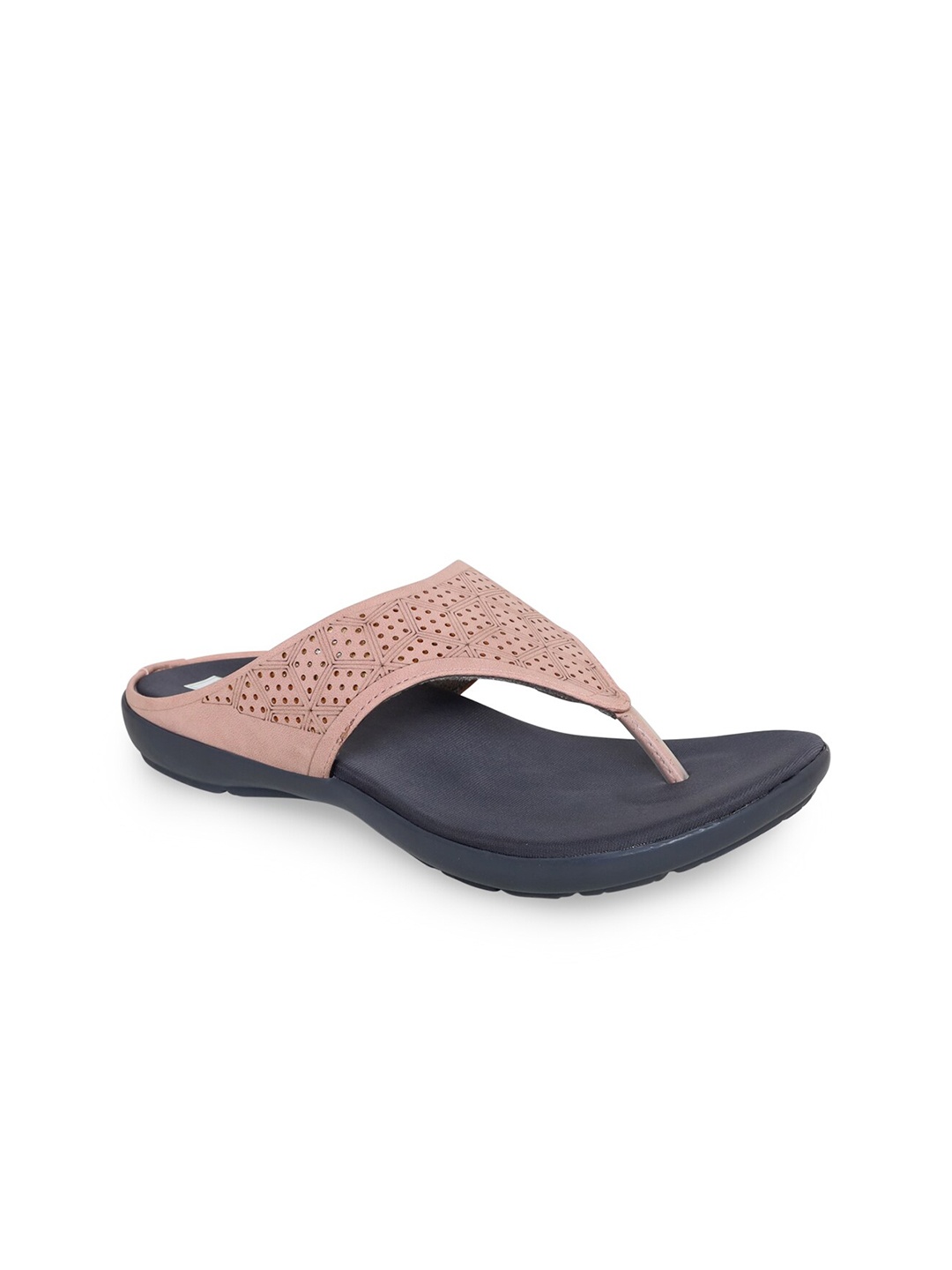 

V-WALK Textured Slip-On T-Strap Flats, Peach