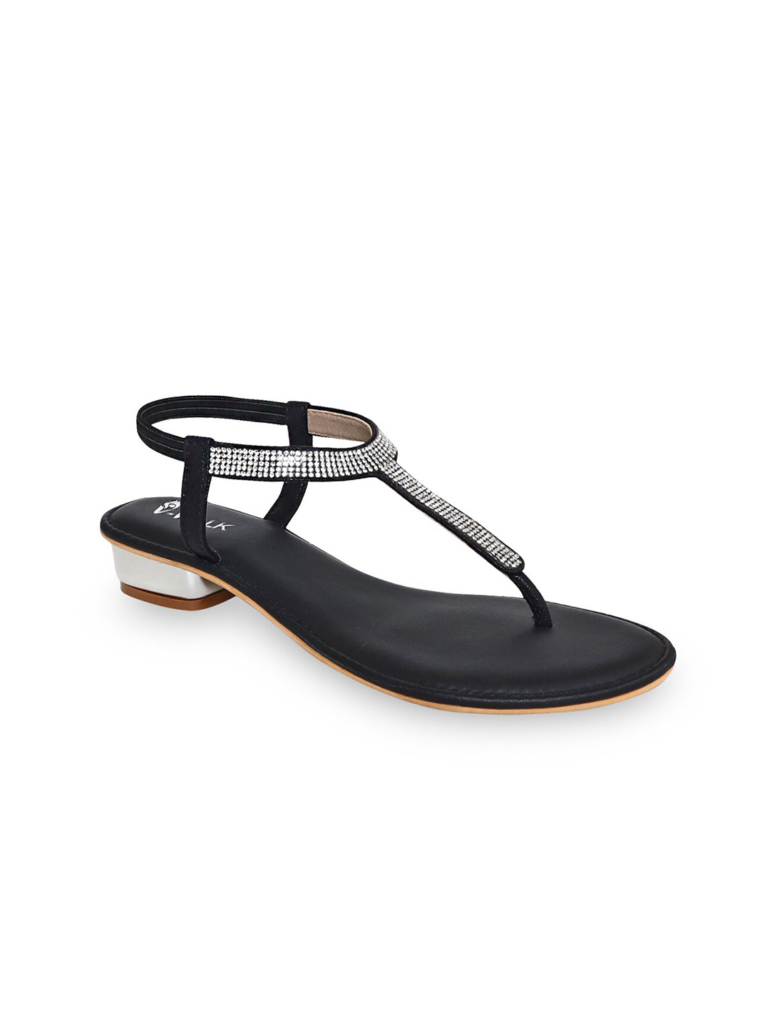 

V-WALK Embellished Block Heels, Black